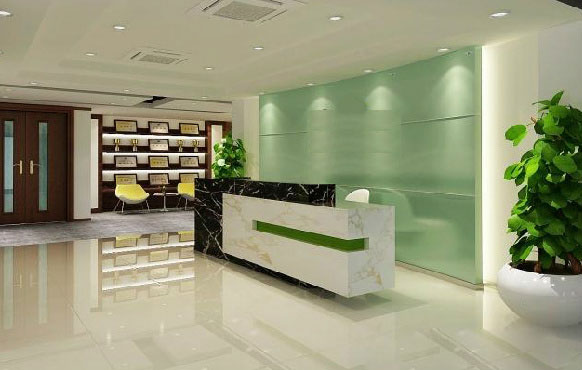 辦公室前臺裝修設(shè)計(jì)的效果圖