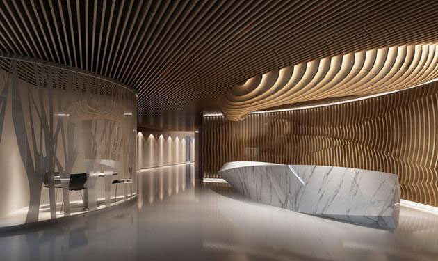 辦公室前臺裝修設(shè)計(jì)的效果圖