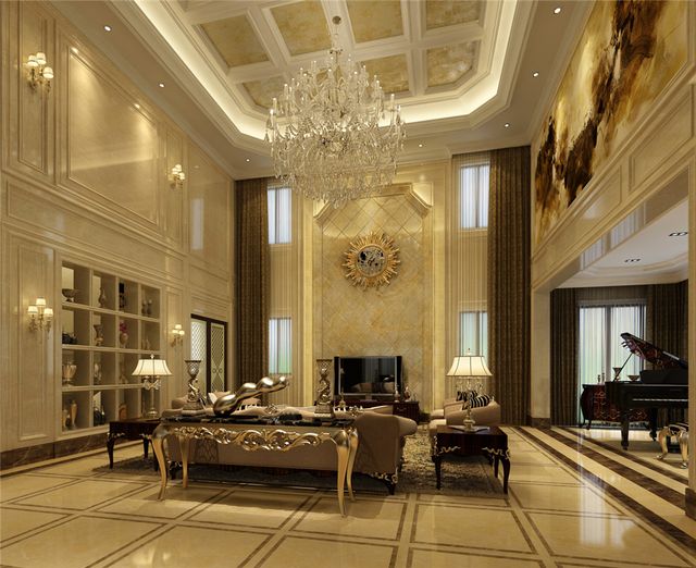 美式風格二樓大廳效果圖