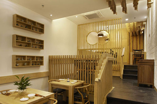 原生態餐飲店餐桌裝修設計案例效果圖