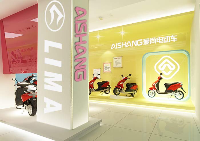 電動車銷售展示中心、店面背景墻裝修設計案例效果圖