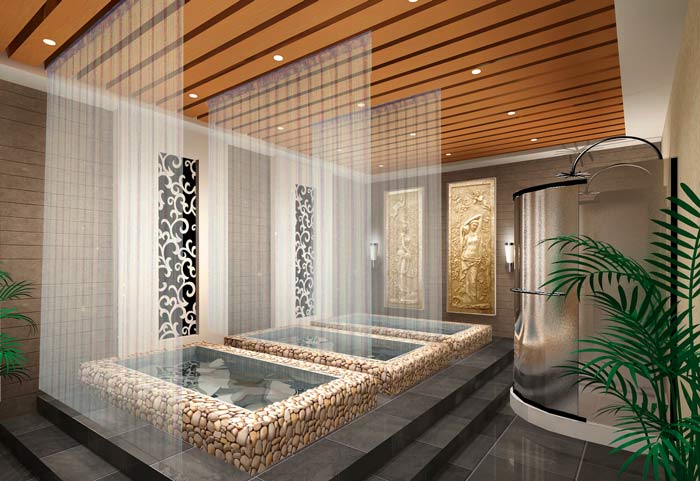 時尚養(yǎng)生館會所浴室裝修設計案例效果圖
