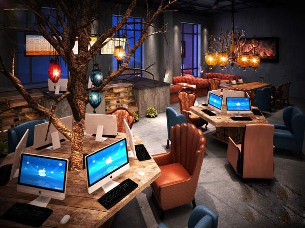 歸本主義網咖裝修設計效果圖