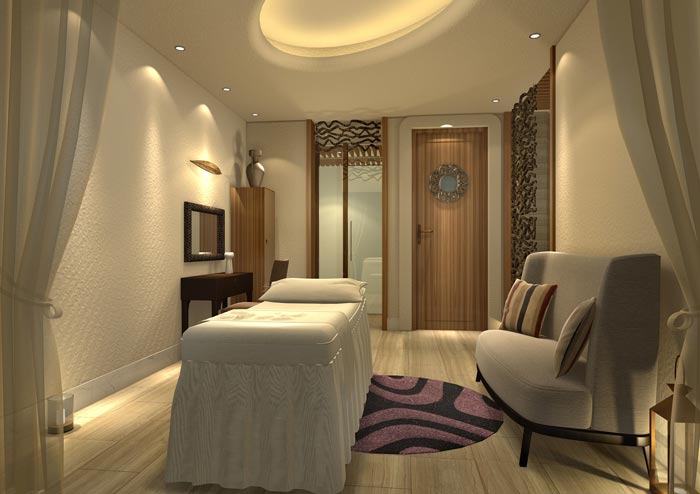 玉顏堂美容會所按摩房床位區域裝修設計案例效果圖