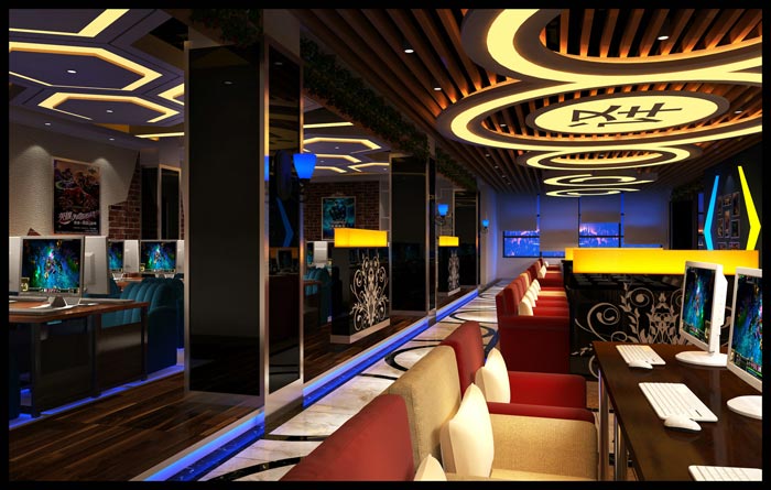 電競網咖走廊裝修設計案例效果圖