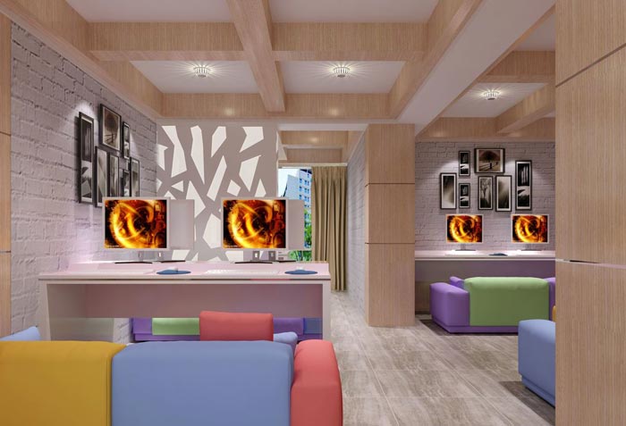 現代簡約風格網咖上網區域裝修設計案例效果圖