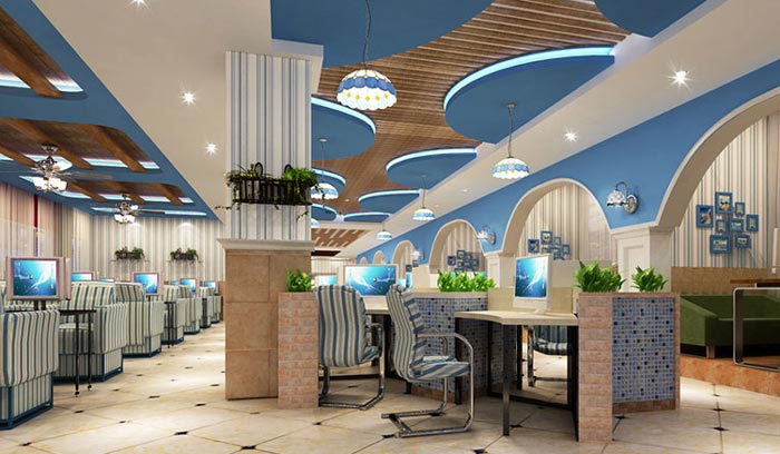 地中海風格網(wǎng)咖裝修設計案例