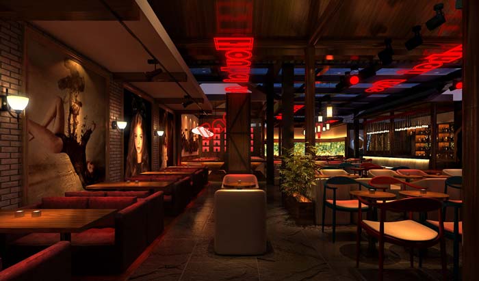 情侶、商務、聚餐、休閑酒吧大廳裝修設計案例效果圖