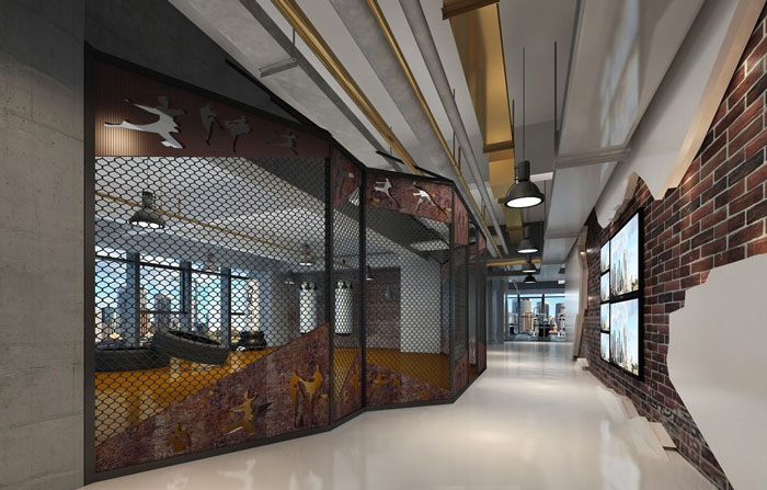 1700平方健身會所過道裝修設計案例效果圖