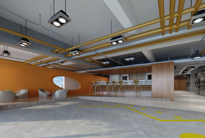 1700平方健身會所吧臺區域裝修設計案例效果圖