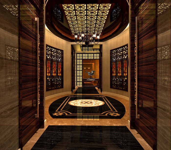 簡潔、大氣中式餐廳過道裝修設(shè)計(jì)案例效果圖