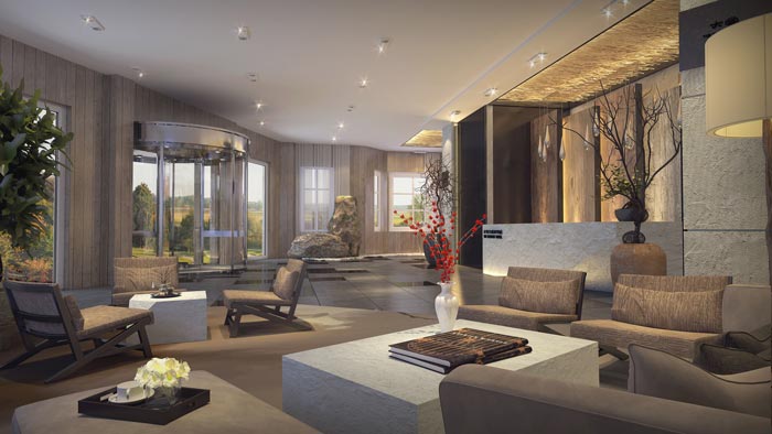 商務(wù)型酒店前臺接待裝修設(shè)計案例效果圖