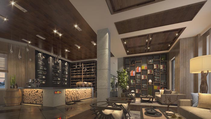 商務(wù)型酒店書吧裝修設(shè)計案例效果圖