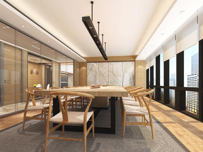 進出口貿(mào)易辦公室會議室裝修設計案例效果圖