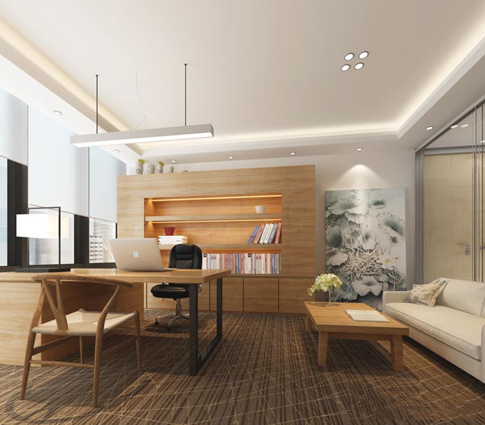 進出口貿(mào)易公司總經(jīng)理辦公室裝修設計案例效果圖