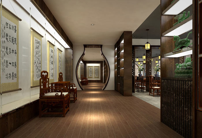 書法培訓機構通道裝修設計案例效果圖