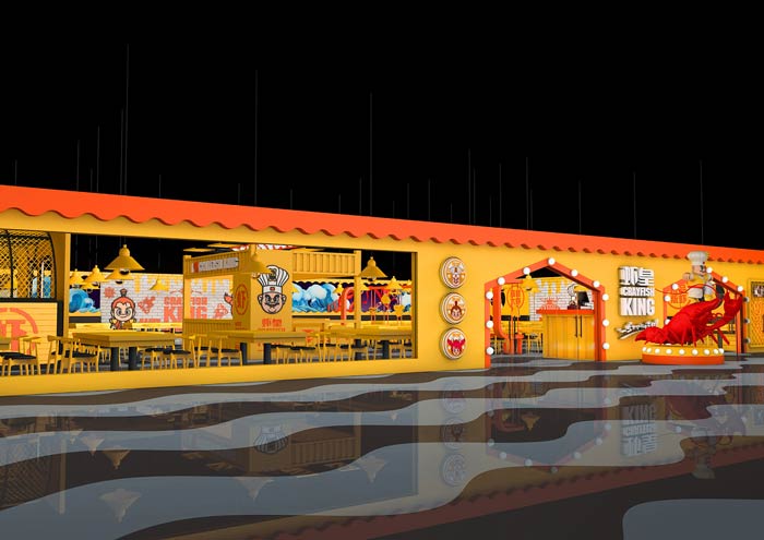 小龍蝦主題餐廳平面裝修設(shè)計效果圖