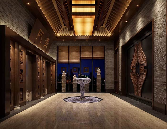 中式火鍋店進門區裝修設計效果圖