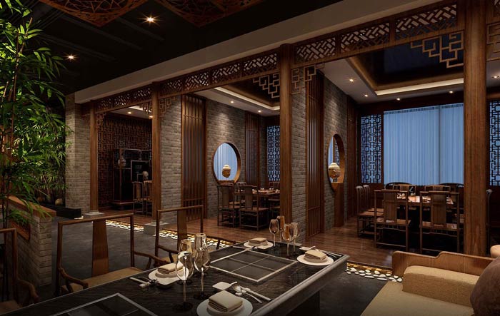 中式火鍋店餐區裝修設計效果圖