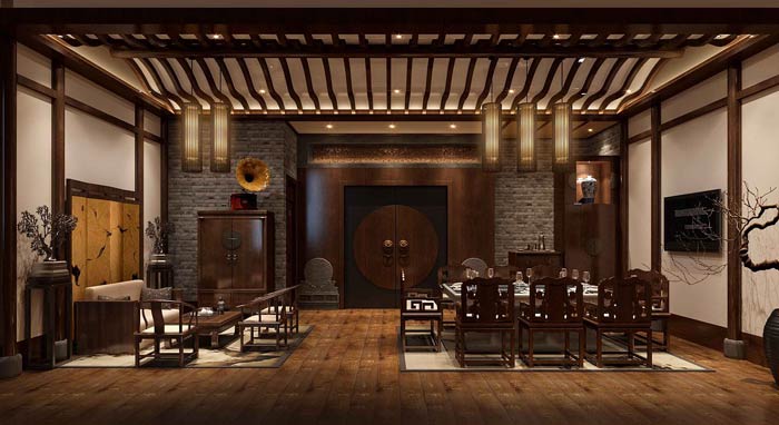 中式火鍋店包廂裝修設計效果圖