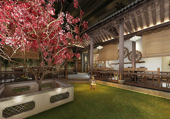 特色私房菜館花園裝修設計效果圖