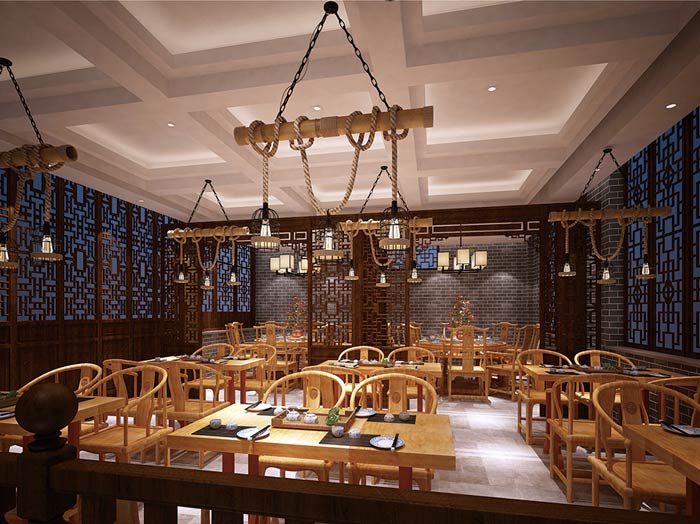 中式面館二樓裝修設計效果圖