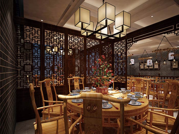 中式面館包廂裝修設計效果圖
