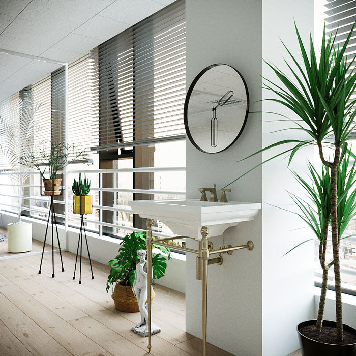 北歐風格辦公室綠植區裝修設計案例效果圖