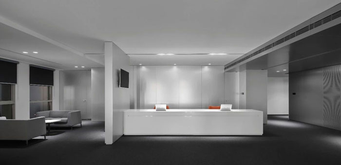 企業總部辦公樓二樓前臺裝修設計效果圖