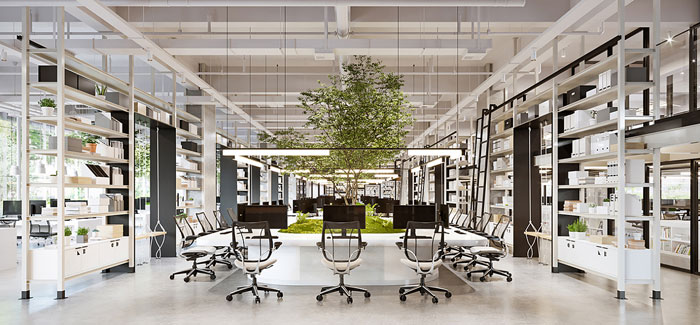 家居公司辦公室辦公區(qū)裝修設計效果圖