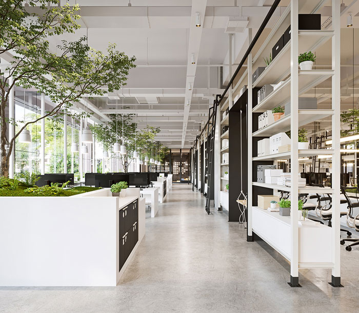 家居公司辦公室辦公區(qū)裝修設計效果圖