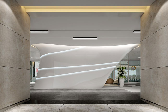 辦公室總部前臺裝修設計效果圖