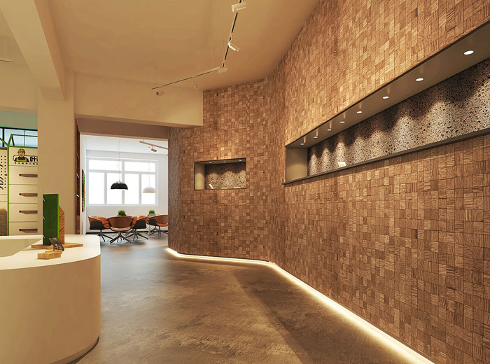 舊辦公室樣品區過道改造裝修設計效果圖