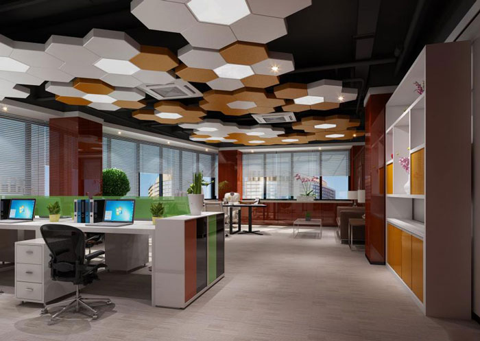 蜂巢辦公室辦公區裝修設計效果圖