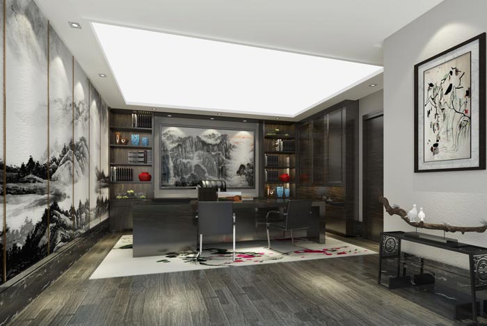 中式風格總經理辦公室裝修設計效果圖