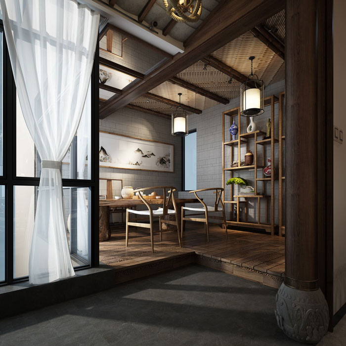 小型中式辦公室休息區裝修設計效果圖