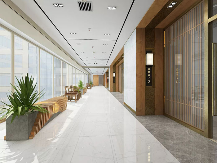 新中式辦公室進(jìn)門(mén)區(qū)裝修設(shè)計(jì)效果圖