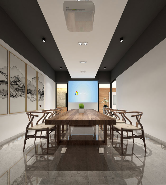 現代中式辦公室會議室裝修效果圖