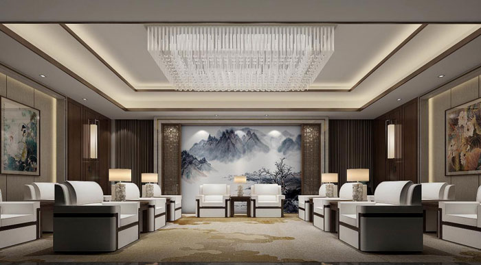 中式風格辦公會所洽談室裝修設計方案