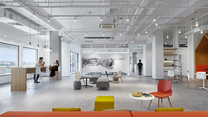 科技辦公樓共享開放區(qū)裝修設計效果圖