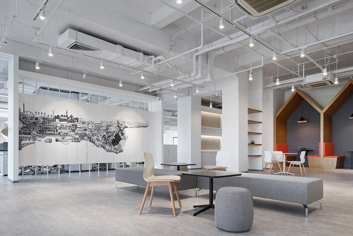 科技辦公樓共享開放區(qū)裝修設計效果圖