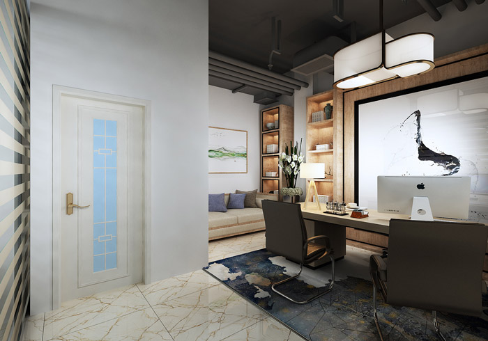 新中式經(jīng)理辦公室裝修設(shè)計(jì)