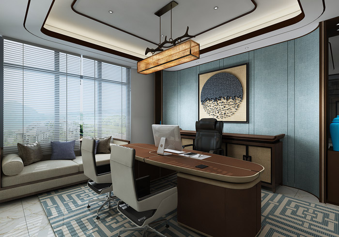 新中式經(jīng)理辦公室裝修設(shè)計(jì)