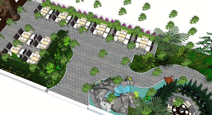 生態餐廳餐區效果圖