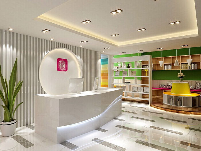 電商科技公司辦公室前臺裝修設計效果圖