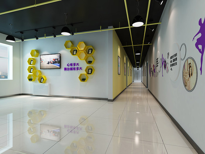 舞蹈培訓(xùn)機(jī)構(gòu)過道裝修設(shè)計效果圖