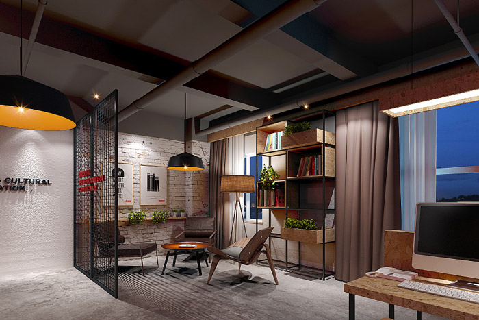 公寓辦公室接待區裝修設計效果圖