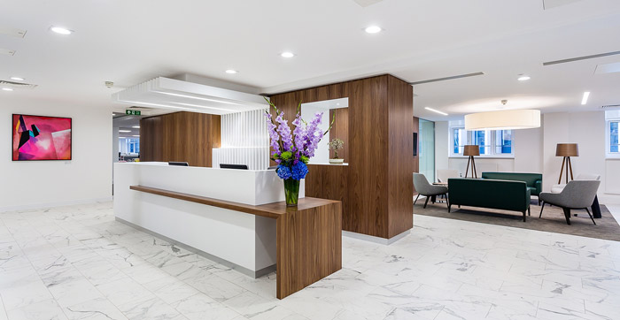 現代風格辦公室前臺裝修效果圖