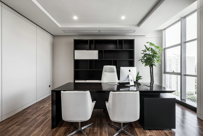 黑白灰總經理辦公室裝修設計效果圖