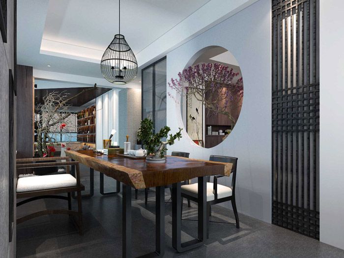 新中式辦公空間辦公區裝修設計效果圖